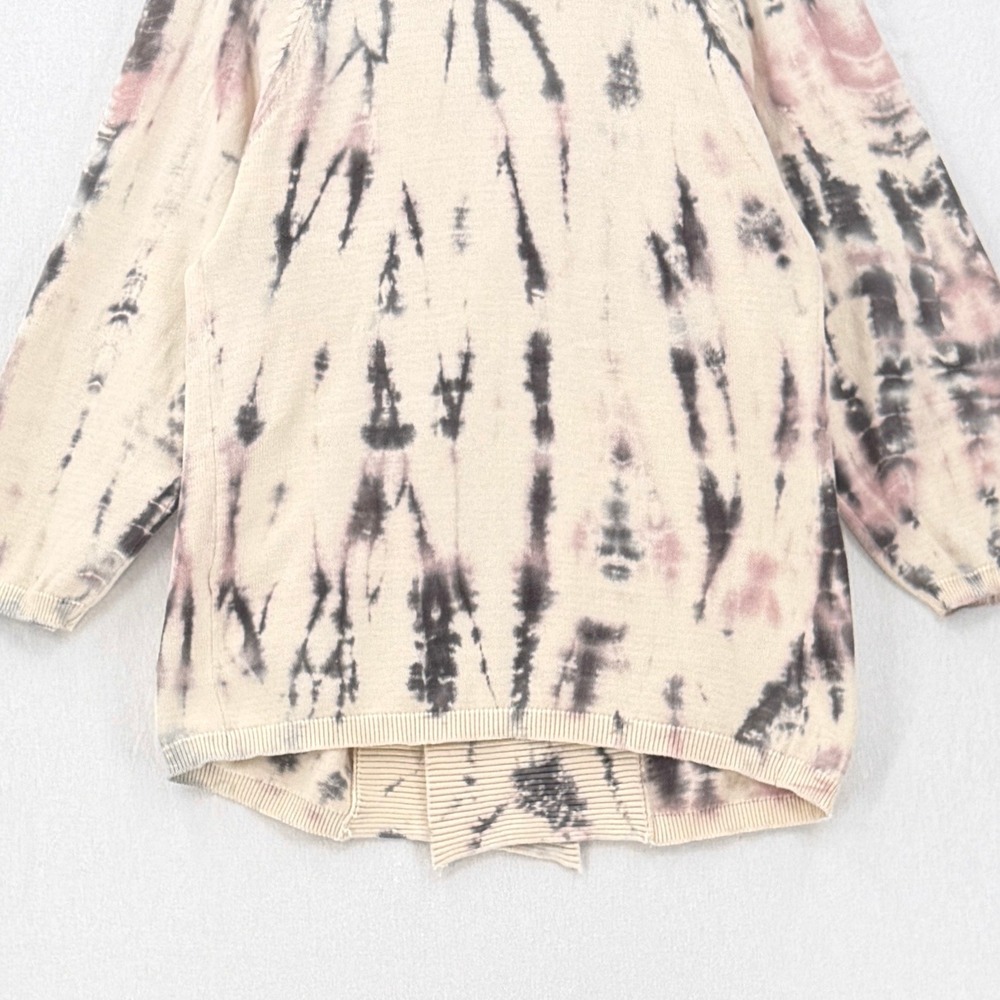 CYNTHIA ASHBY Frank Tie Dye Cardigan Women Medium Cream Gray Open Front Sweater - Picture 7 of 13